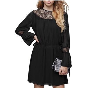 Reiss Women's Black Rexie Shift Lace Detail Dress Sz 10